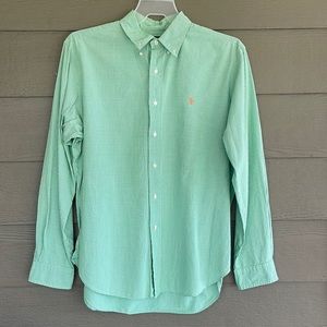 Large green polo button down.